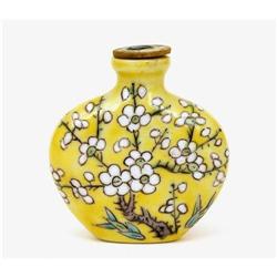 Old Chinese Yellow Glaze Flower Snuff Bottle Mk #980605