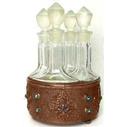 Jeweled Brass and Glass Perfume Bottle Set #986253