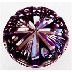 Czech Cut to Clear Amethyst Glass Dresser Jar #986265