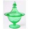Image 1 : Green Etched Depression Glass Candy jar #986266