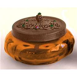 Jeweled Filigree Brass, Amber Glass Dresser Jar #986272