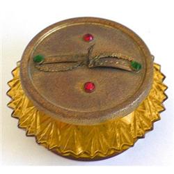 Jeweled Brass Lid on Topaz Glass Dresser Jar #986273