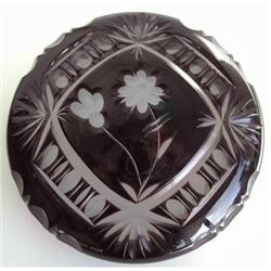 Ruby Cut to Clear Glass Dresser Jar #986396