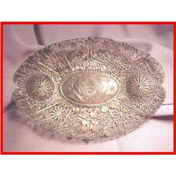 Intricate Fillagree Oriental Signed Silver Dish #986516