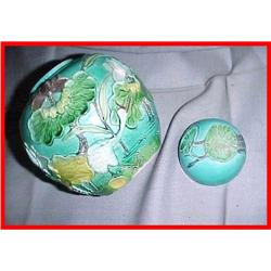 Oriental Floral & Crane Applied Porcelain Jar #986521