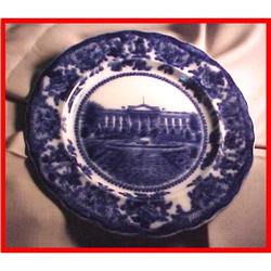 Antique Deep Cobalt Flow Blue White House Plate #986522
