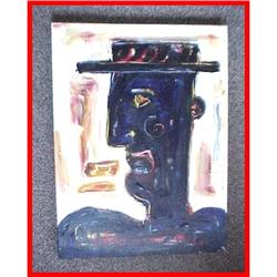 Signed & Dated Abstract Singing Man Painting #986527