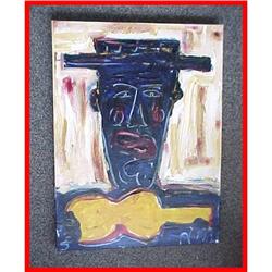 Signed Abstract Man with Guitar Painting #986528