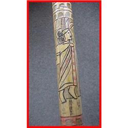 Vintage Carved Folk Art Indian Design Wood Cane #986535