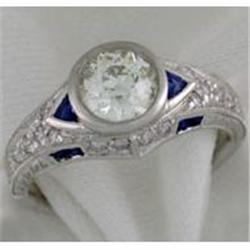 1.00ct Diamond and Sapphire Art Deco Ring in #995787