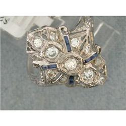 Art Deco Diamond & Sapphire Dinner Ring #995789