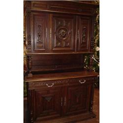Antique Oak Cabinet Cupboard--Heavy Carving #995937
