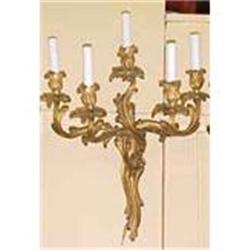 Pair of French Art Nouveau Bronze Sconces #995979