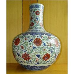 19.7" CHINESE PORCELAIN FLOWERS VASE QIANLONG #1006911