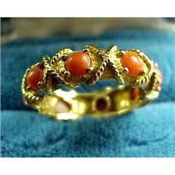 Lovely Coral Gold Band Ring  #1006970