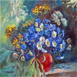 "Cornflowers" oil in impressionism style #1007020
