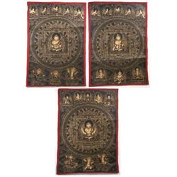 Set Three BlackDistemper & Gilt-Mandalas 19/20C#1007111