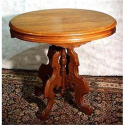 VICTORIAN WALNUT OVAL LAMP TABLE F-21 #1007134