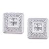 Image 1 : Earrings PRINCESS w ROUND DIAMONDS WhiteGold  #1007158