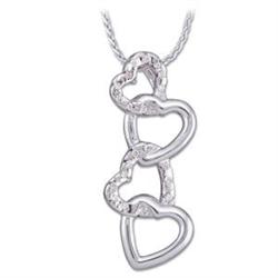 WhiteGold Necklace HEARTS DIAMONDS #1007164