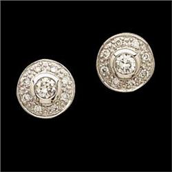 Antique Style  White Gold DIAMOND EARRINGS  #1007169