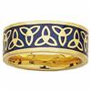 Image 1 : 18K GOLD WEDDING BAND  FRENCH  BLUE ENAMEL #1007208
