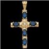 Image 1 : 14K Gold CROSS Pendant SAPPHIRE DIAMOND #1007209