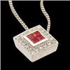 Image 1 : 14K WHITE GOLD  RUBY  DIAMOND NECKLACE  #1007228