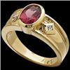Image 1 : 14k Gold Ring GARNET w DIAMONDS #1007233