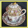 Image 1 : 18C FRENCH HP CERAMIC LIDDED CUP & SAUCER ROUEN#1007767