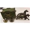 Image 1 : CAST IRON GREEN CIRCUS  WAGON AND HORSES #1017604