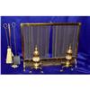 Image 1 : Brass Fireplace Andirons Screen Tools Match #1018238
