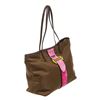 Image 1 : Prada Brown Nylon Leather Ricamo Tote Bag