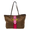 Image 2 : Prada Brown Nylon Leather Ricamo Tote Bag