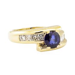 1.67 ctw Blue Sapphire And Diamond Ring - 14KT Yellow Gold