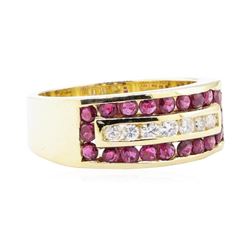 1.03 ctw Ruby And Diamond Ring - 14KT Yellow Gold