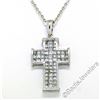 Image 1 : 18kt White Gold 1.31 ctw Invisible Set Princess Cut Diamond Cross Pendant Neckla