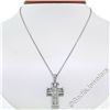 Image 2 : 18kt White Gold 1.31 ctw Invisible Set Princess Cut Diamond Cross Pendant Neckla