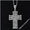 Image 3 : 18kt White Gold 1.31 ctw Invisible Set Princess Cut Diamond Cross Pendant Neckla