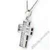 Image 4 : 18kt White Gold 1.31 ctw Invisible Set Princess Cut Diamond Cross Pendant Neckla
