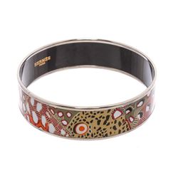Hermes Multicolor Palladium-Plated Printed Enamel Bangle