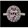 Image 2 : 2.17 ctw Morganite and Diamond Ring - 14KT White Gold