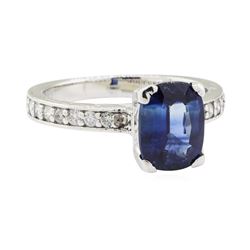 2.77 ctw Sapphire and Diamond Ring - 14KT White Gold