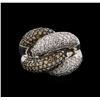 Image 2 : 4.98 ctw Brown and White Diamond Ring - 14KT White Gold