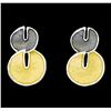 Image 1 : Double Circle Dangle Earrings - Rhodium Plated