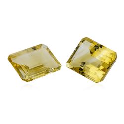 20.69 ctw.Natural Emerald Cut Citrine Quartz Parcel of Two