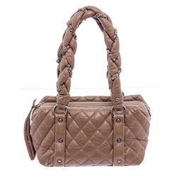 Chanel Beige Leather Small Lady Braid Bowler Bag