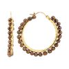 Image 2 : Chocolate Freshwater Pearl Hoop Earrings - 14KT Yellow Gold