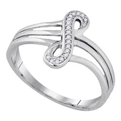 1/20 CTW Round Diamond Vertical Infinity Strand Ring 10kt White Gold - REF-11R9H