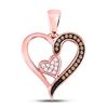 Image 1 : 1/10 CTW Round Brown Diamond Heart Pendant 10kt Rose Gold - REF-14W4F